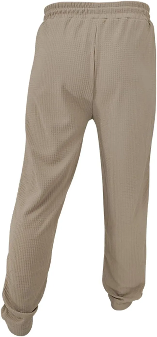 Waffle Pants for Men Corduroy Wide Leg Elastic Athletic Sweatpants Casual Loose Breathable Business Work Trousers