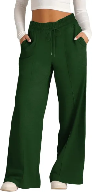 Wide Leg Sweatpants Women 2025 Baggy Drawstring Elastic Waist Straight Trousers Oversized Lounge Joggers Pants Pocket