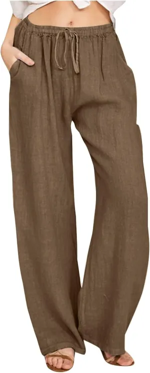 Wide Leg Trousers for Women 2024 Plus Size Drawstring High Elastic Waist Casual Pants Loose Fit Straight Summer Items