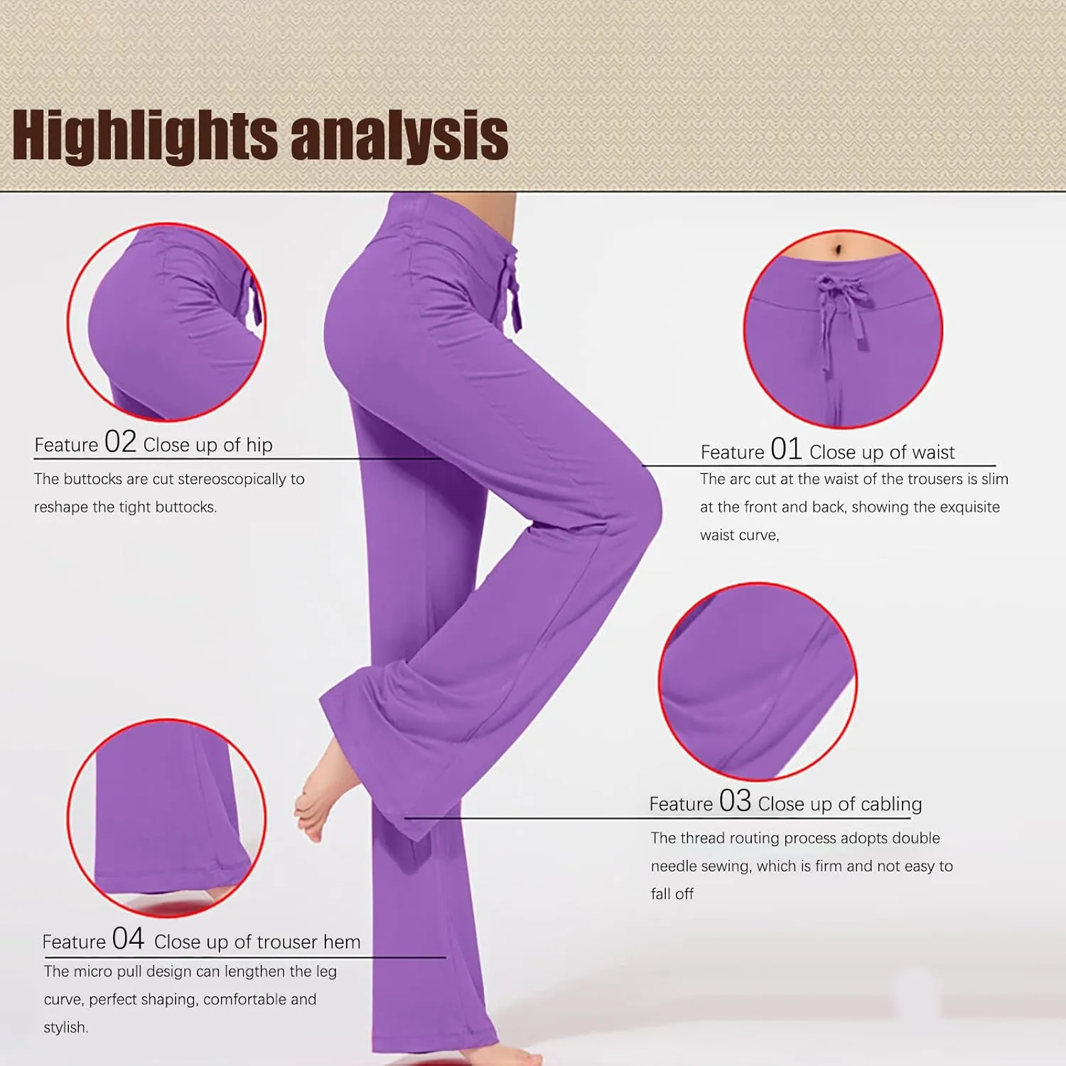 Wide Leg Yoga Pants Women Drawstring High Waist Tummy Control Lounge Trouser Bootcut Comfy Pants Gym Workout Leggings