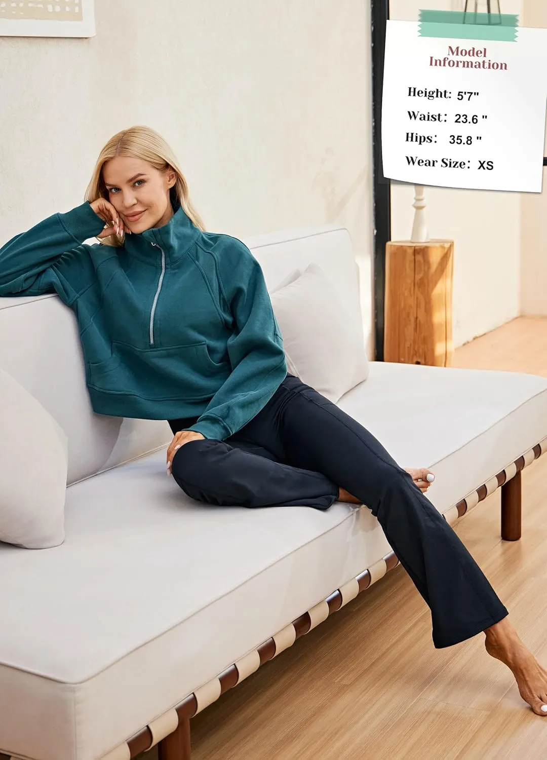 Willit Women's Fleece Lined Pants Yoga Crossover Leggings Bootcut Thermal Winter Pants Flare Leggings Water Resistant