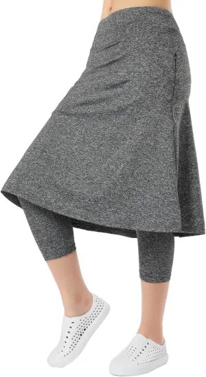 Women Athletic Knee Length Skirts with Leggings,Skorts Leggings&Skirted Capris Skorts for Women Yoga Pockets