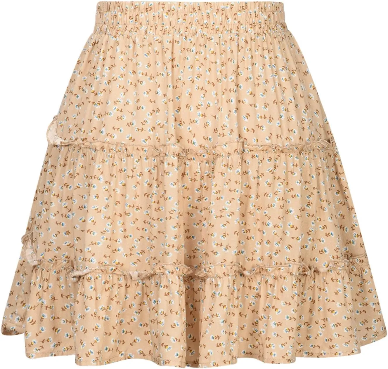 Women Boho Mini Skirt 2024 Summer Fashion Casual Flowy High Waist Beach Pleated Y2K Layered Novelty Short Skirts
