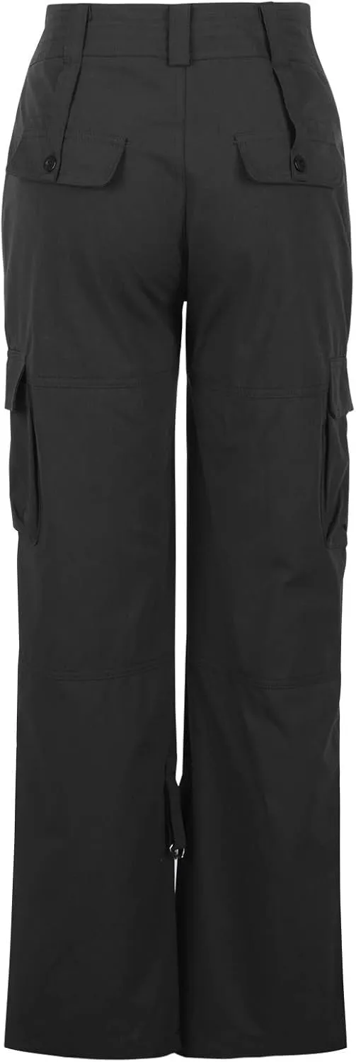 Women Cargo Pants Low Rise Tactical Pants Comfy Hiking Pants with Pockets Straight Leg Parachute Pants Long Trousers