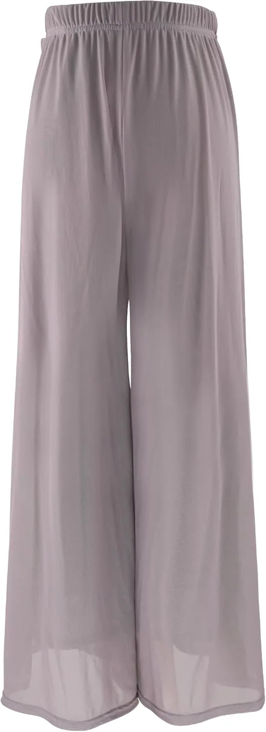 Women Loose 2 Layers Mesh Side Slit Dance Pants