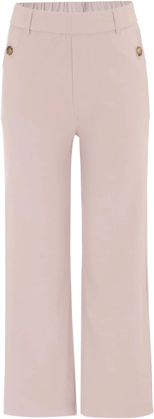 Women Stretch Twill Cropped Wide Leg Dress Pants High Waist Casual Palazzo Trousers Baggy Business Work Trousers Long