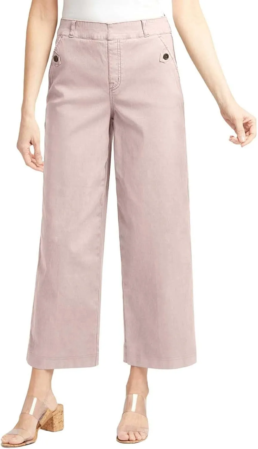 Women Stretch Twill Cropped Wide Leg Dress Pants High Waist Casual Palazzo Trousers Baggy Business Work Trousers Long
