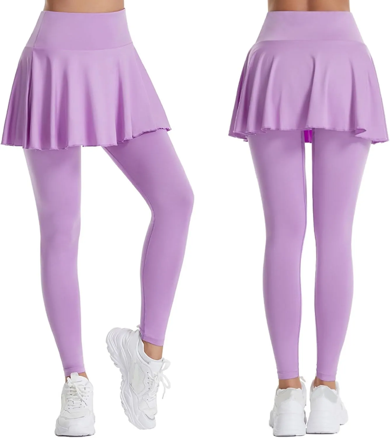 Women Tennis Skirted Leggings with Pockets Athletic Pleated Skirts with Leggings Workout Active Skort Yoga Pants