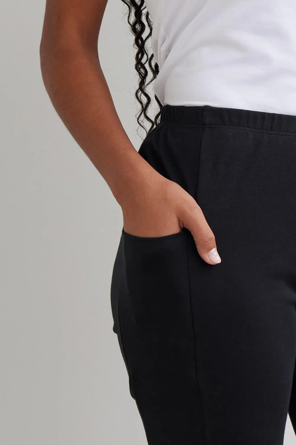 Women's 100% Organic Pima Cotton Leggings Pants with Pocket - 30" Inseam
