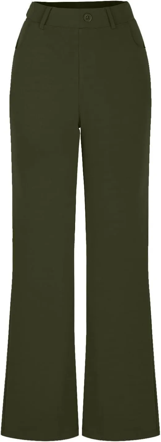 Womens Bootcut Dress Pants Business Casual Work Pants with Pockets High Waist Stretchy Trousers Office Slacks