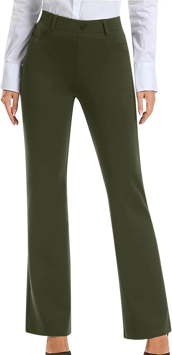 Womens Bootcut Dress Pants Business Casual Work Pants with Pockets High Waist Stretchy Trousers Office Slacks