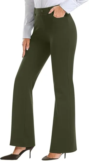 Womens Bootcut Dress Pants Business Casual Work Pants with Pockets High Waist Stretchy Trousers Office Slacks