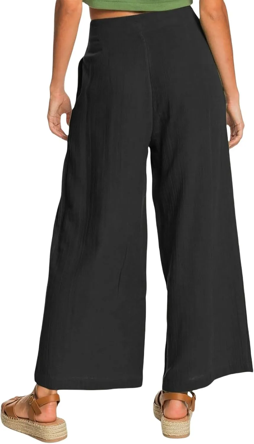 Women's Casual Wide Leg Pants Summer Palazzo Linen High Waist Business Work Trousers Long Lounge Pants