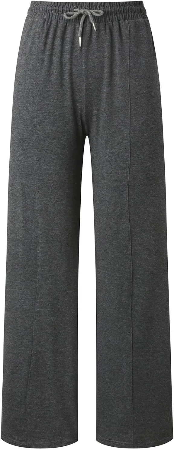 Womens Cotton Linen Summer Print Palazzo Lounge Pants Elastic Waist Lounge Pants Loose Fit Pants Work Business