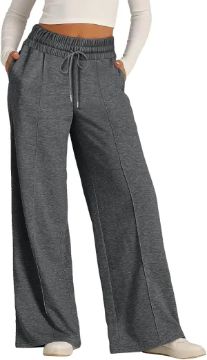 Womens Cotton Linen Summer Print Palazzo Lounge Pants Elastic Waist Lounge Pants Loose Fit Pants Work Business