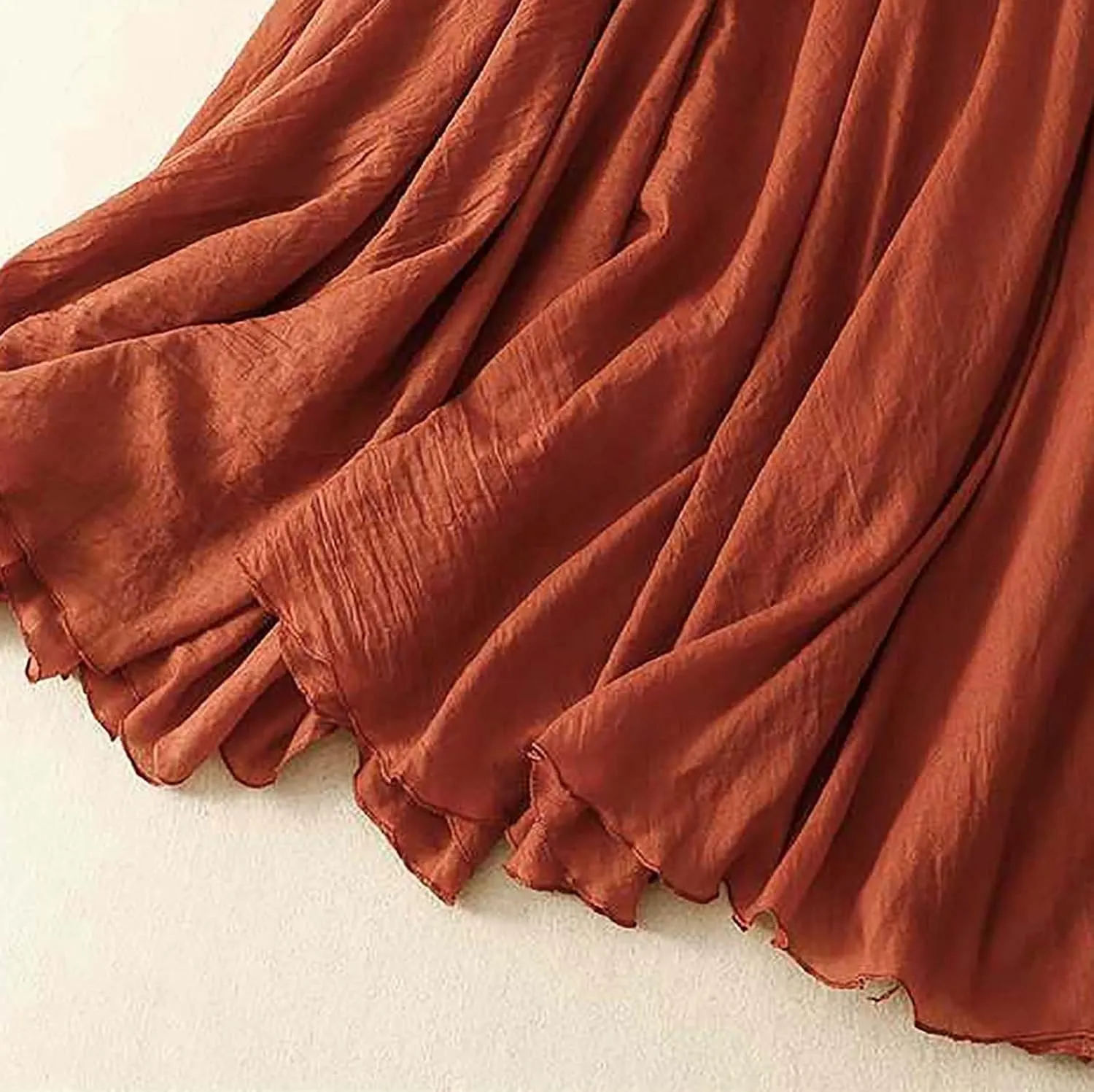 Women's Fashion Skirts Elastic High Waist Skirt Tulle Ruffle Pleated A-Line Swing Midi Skirt Casual Skirt for Women