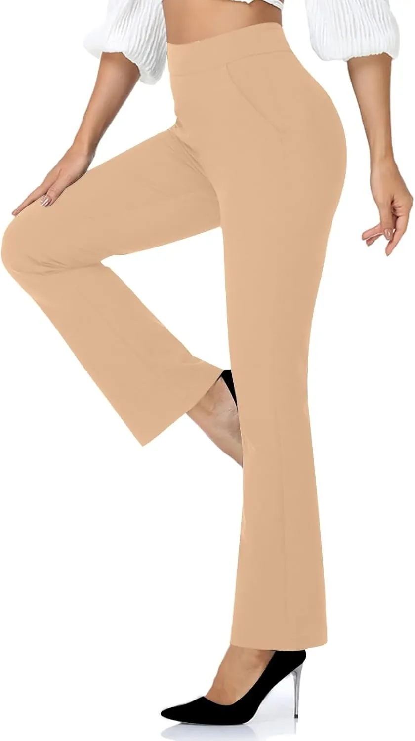 Womens Flare Yoga Leggings Bootcut Leggings Dress Pants Business Casual Pants High Waist Trousers Work Office Pants