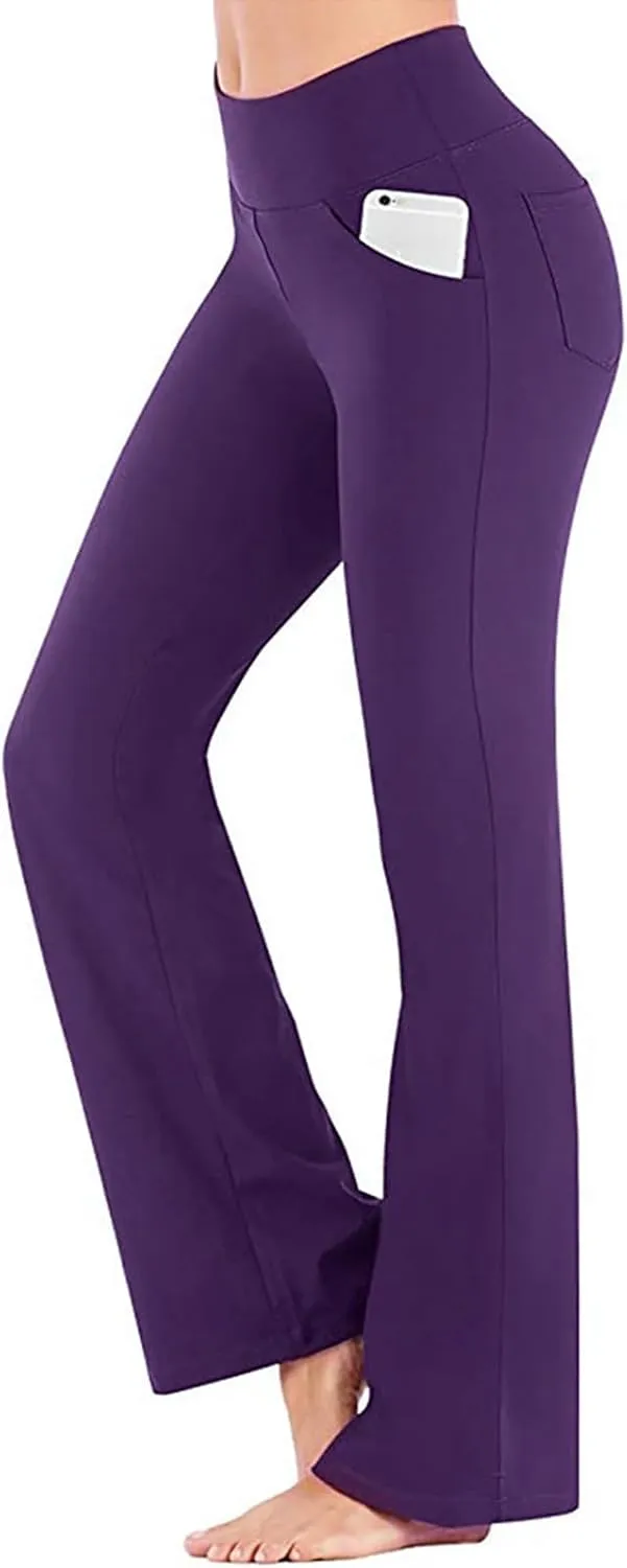 Women's Flare Yoga Pants 2024 Tummy Waisted Yoga Pants Control Pants Flare Leggings for Women Womens Fleece Lined
