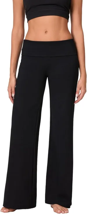 Women's Flare Yoga Pants Y2K Fold Over Stretchy Leggings Low Waist Slim Fit Bootcut Straight Leg Lounge Sweatpants