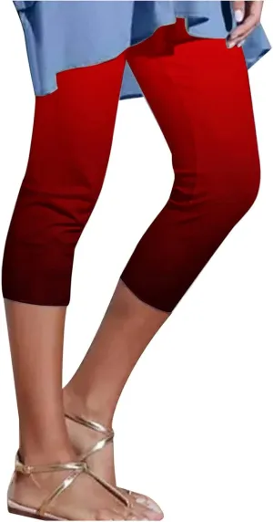 Womens High Waist Capri Leggings Running Workout Yoga Capris Pants Summer Casual Elastic Waist Cropped Trousers 2024