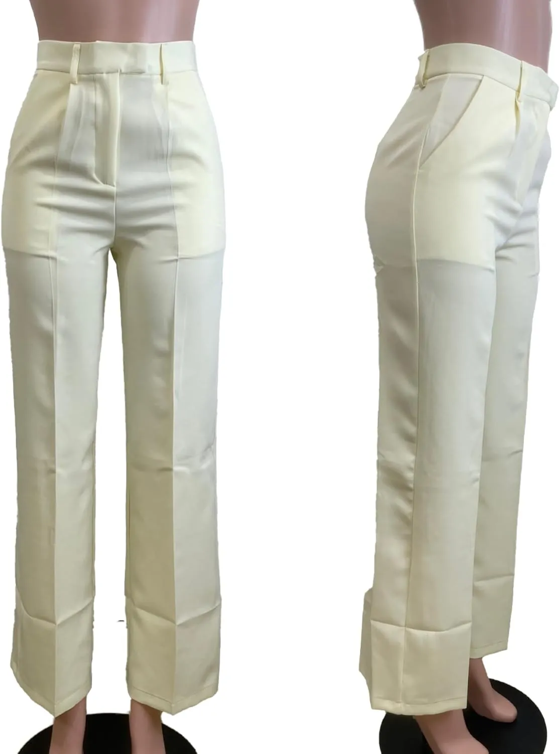 Women's High Waisted Dress Pants Stretchy Business Casual Pants Straight Leg Work Trousers with Pockets