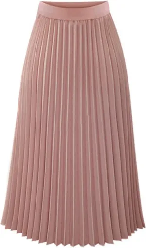 Women's Midi Skirt Women's Midi Skirt Summer Pleated Flowy Elastic High Waisted Skirts with Pockets Boho Maxi