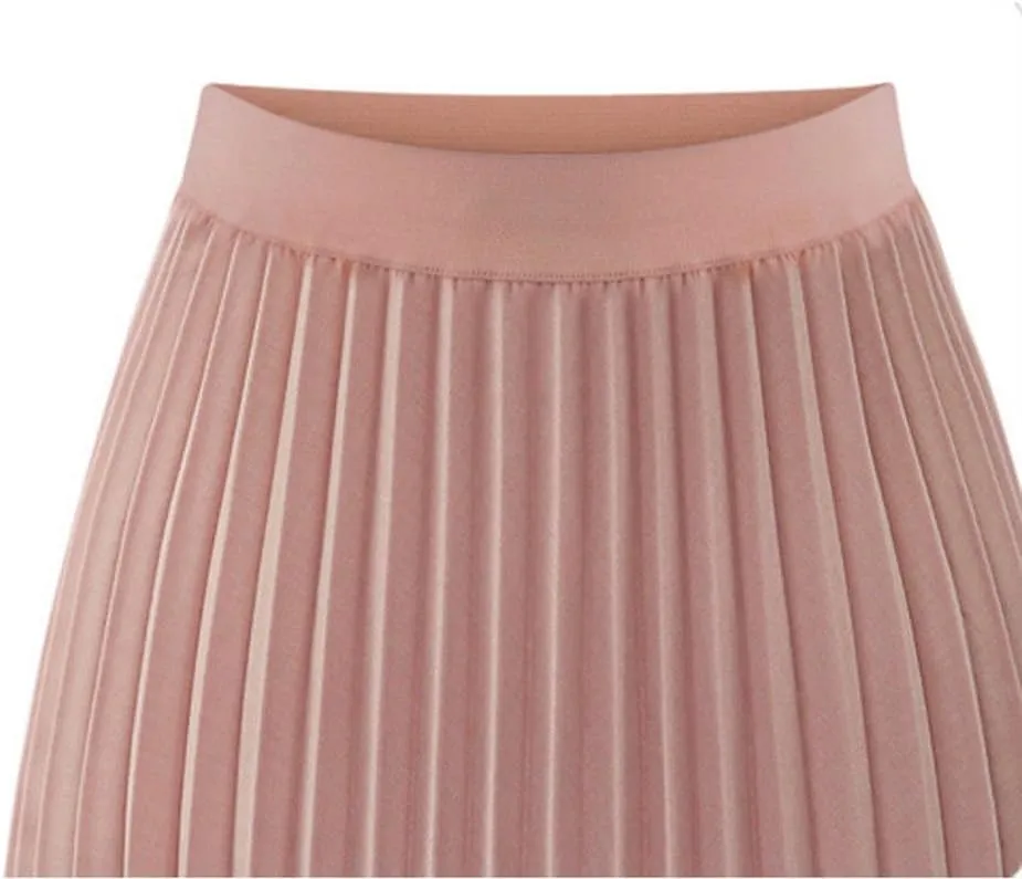 Women's Midi Skirt Women's Midi Skirt Summer Pleated Flowy Elastic High Waisted Skirts with Pockets Boho Maxi