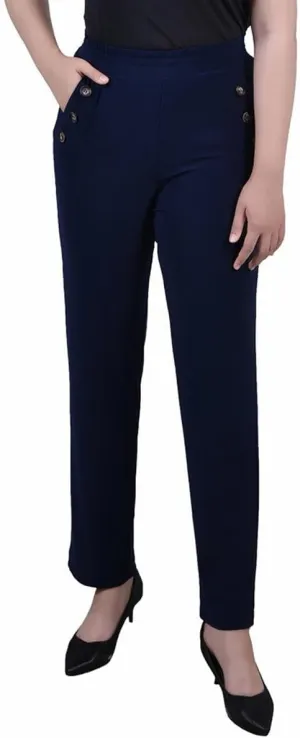 Womens Petites High Waist Work Wear Trouser Pants Navy PM