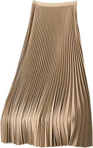 Womens Pleated Midi Skirt, High Waist Swing Boho Pleated Skirt Casual Elastic A line Flowy Long Skirts
