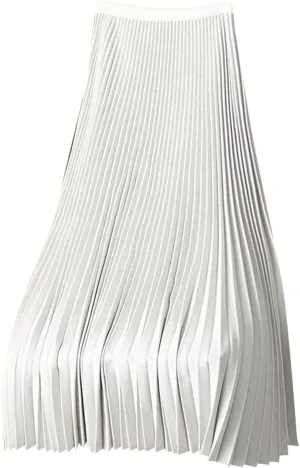 Womens Pleated Midi Skirt, High Waist Swing Boho Pleated Skirt Casual Elastic A line Flowy Long Skirts