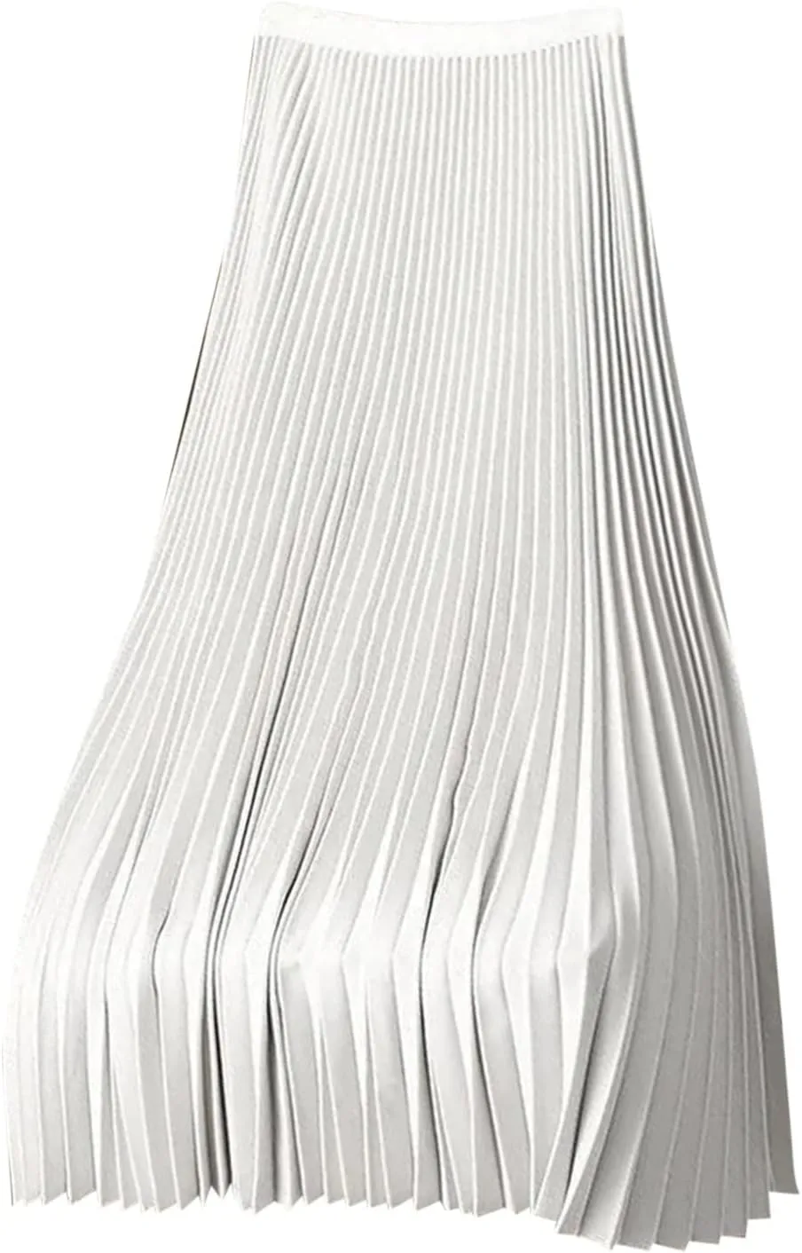 Womens Pleated Midi Skirt, High Waist Swing Boho Pleated Skirt Casual Elastic A line Flowy Long Skirts
