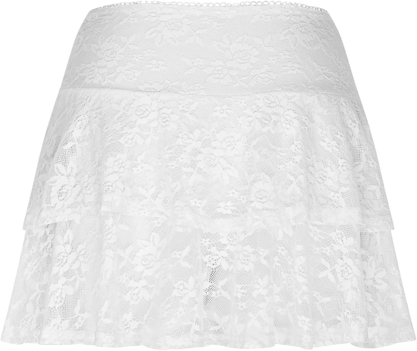 Women's Pleated Mini Skirt Sexy Lace High Waisted Ruffles Lingerie Short Skirts 2025 Elegant Pleated Layered Skirts