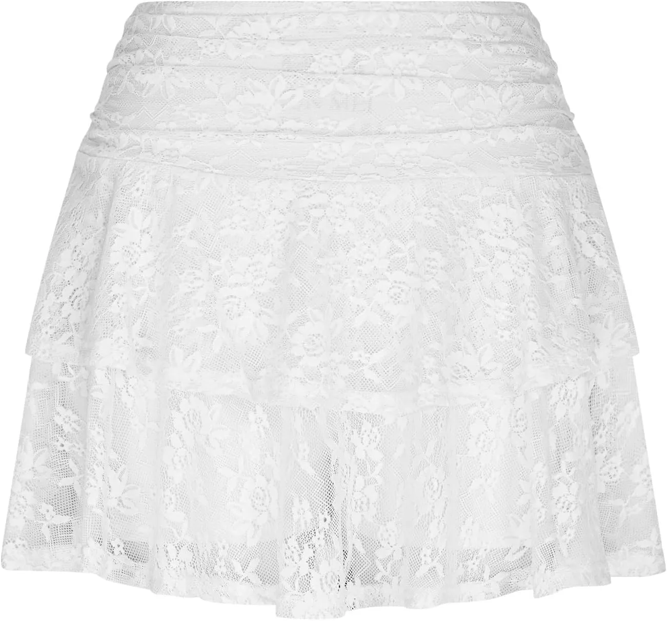 Women's Pleated Mini Skirt Sexy Lace High Waisted Ruffles Lingerie Short Skirts 2025 Elegant Pleated Layered Skirts