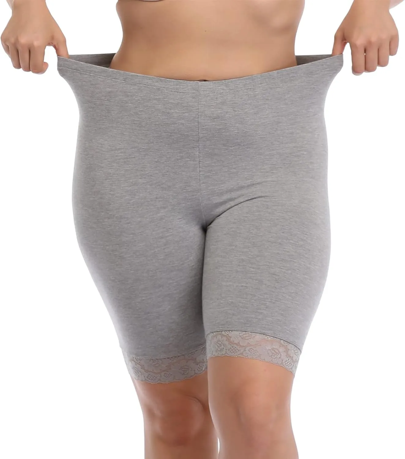 Women's Plus Size Short Leggings Ultra Soft Modal Cotton Shorts Under Dresses Mid Thigh Leggings Pants