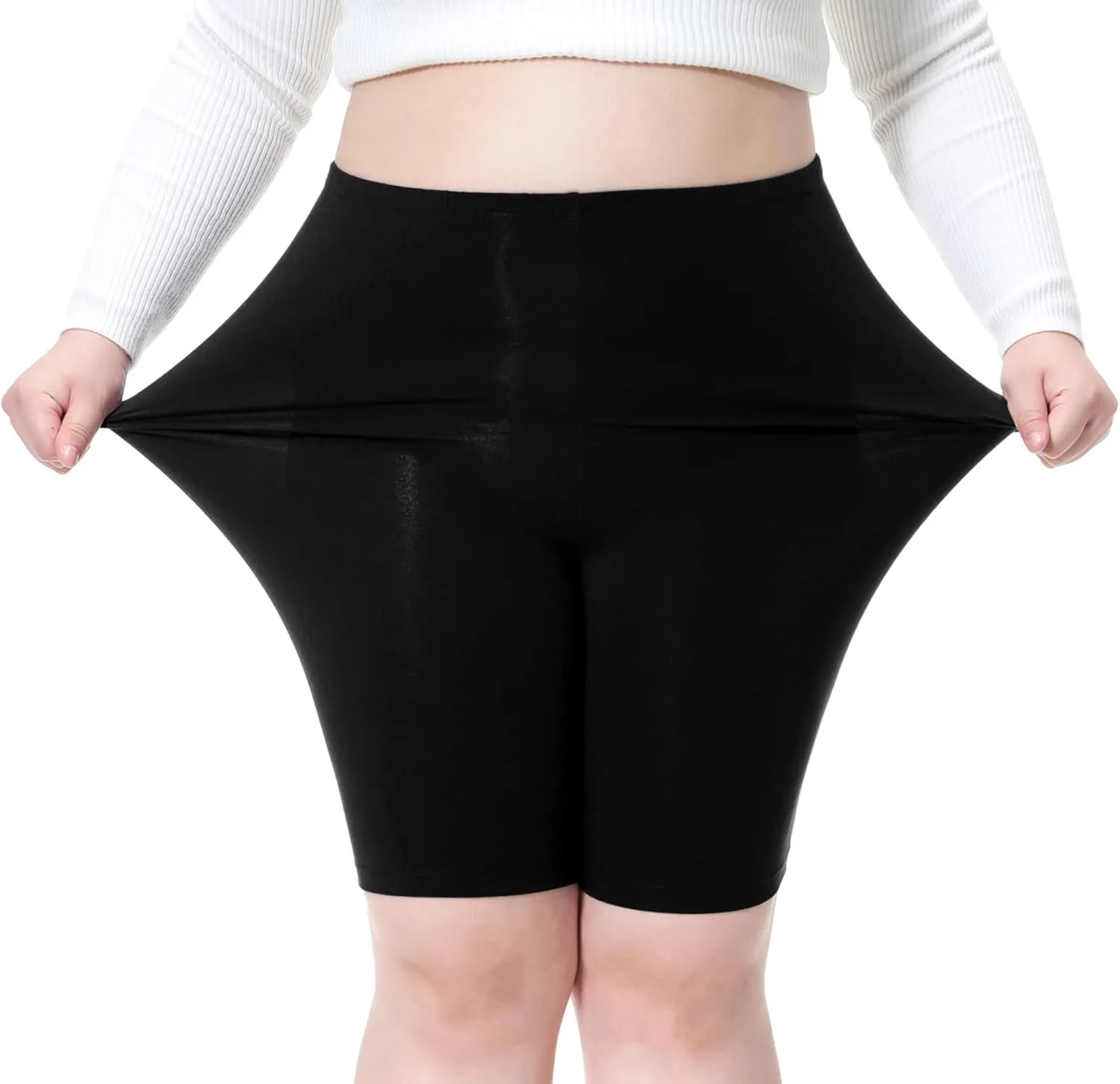 Women's Plus Size Short Leggings Ultra Soft Modal Cotton Shorts Under Dresses Mid Thigh Leggings Pants