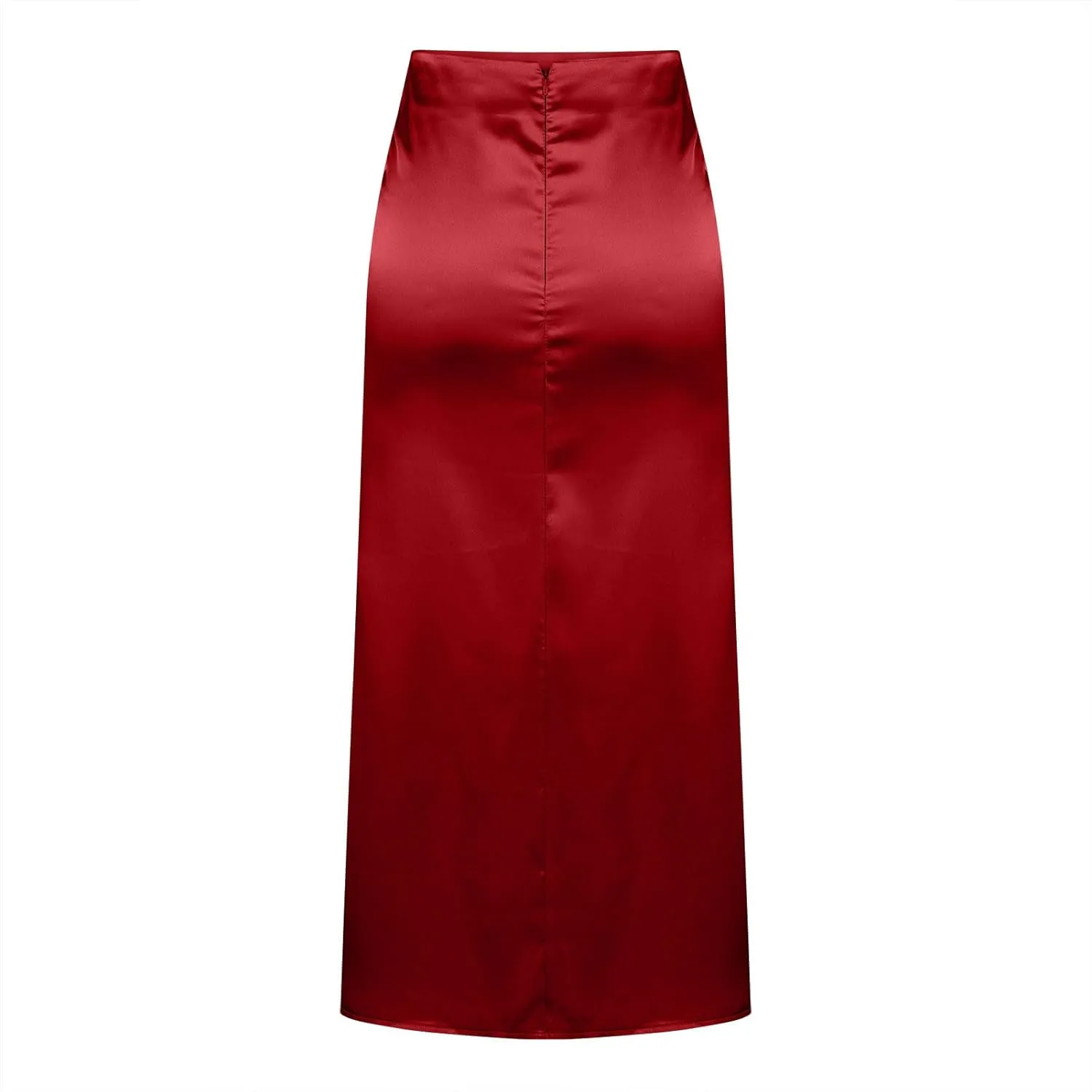 Women's Satin High Waist Maxi Skirts Slim Solid Color Mid Length Hip Fishtail Skirt High Waisted Wrapped Skirts Trendy