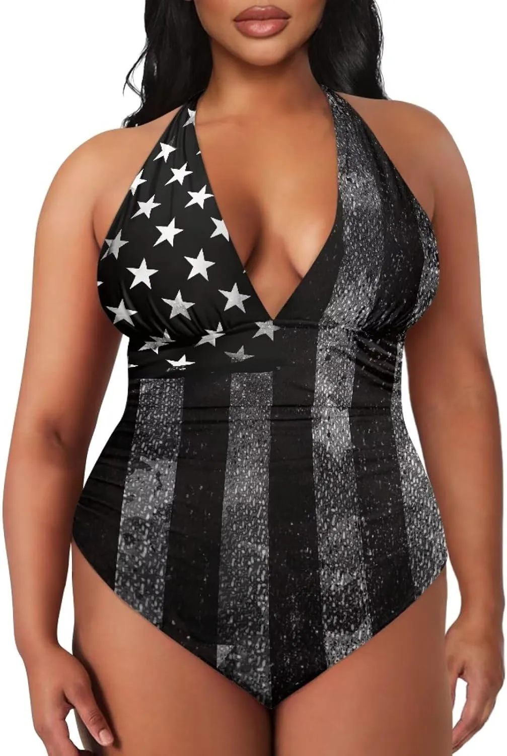 Womens Tummy Control Swimwear Halter One Piece Slimming Swimsuit Womens Ruched Push Up Bathing Suit S-3XL