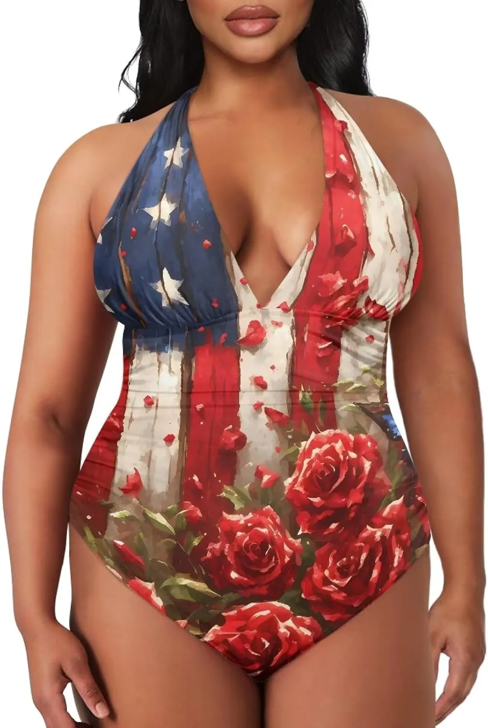 Womens Tummy Control Swimwear Halter One Piece Slimming Swimsuit Womens Ruched Push Up Bathing Suit S-3XL