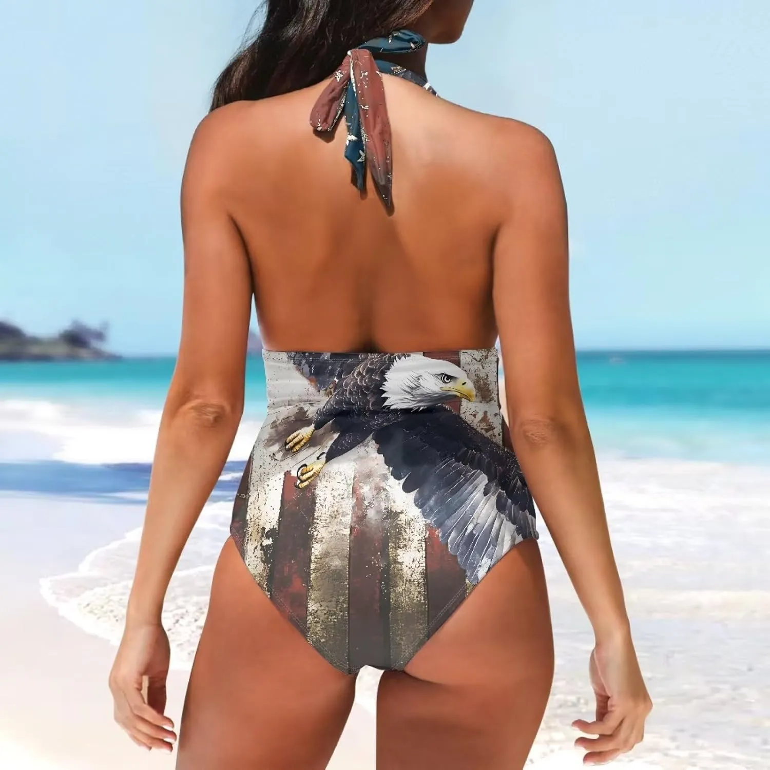 Womens Tummy Control Swimwear Halter One Piece Slimming Swimsuit Womens Ruched Push Up Bathing Suit S-3XL