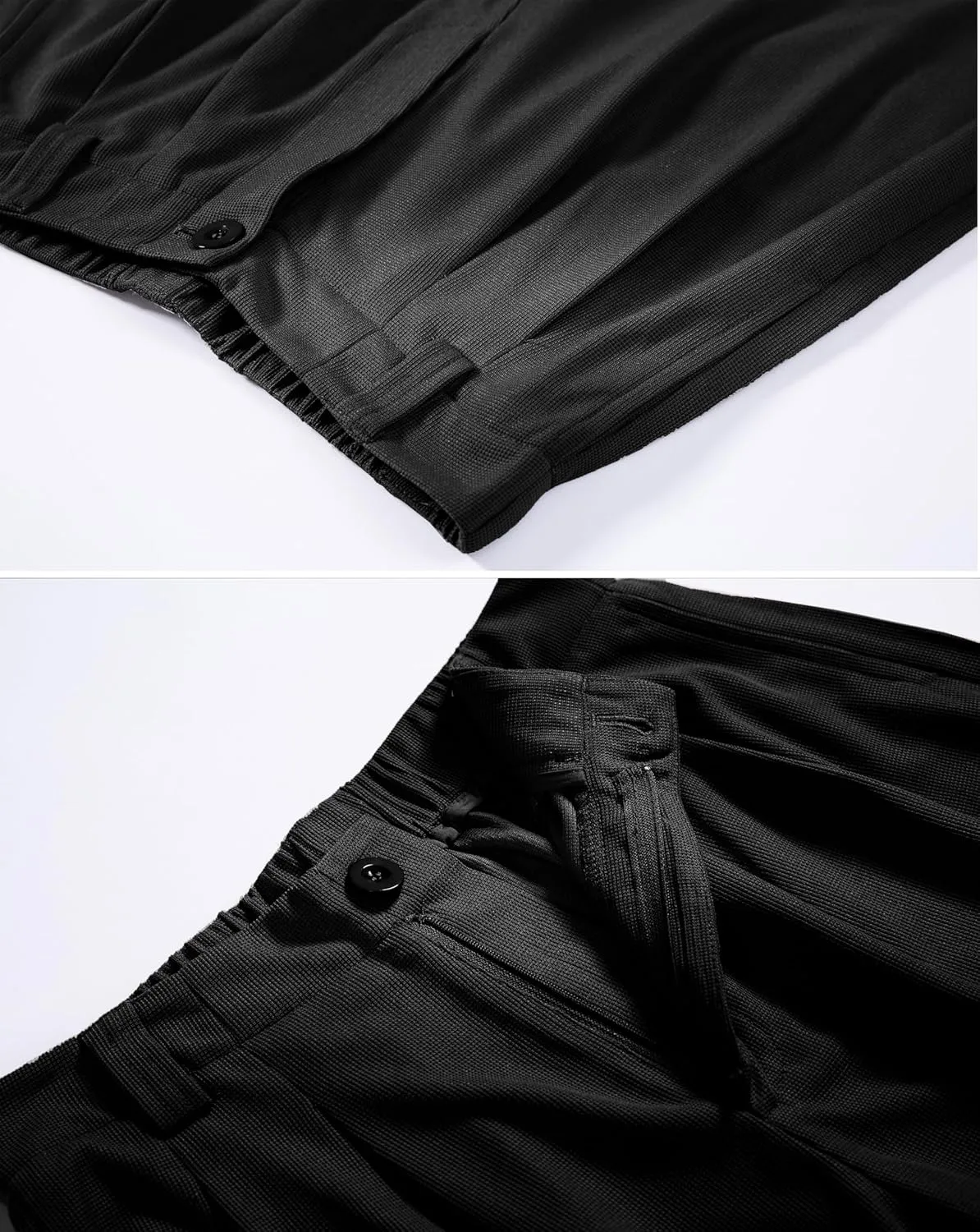 Women's Waffle Knit Pants Wide Leg Dress Pants Plicated Casual Slacks Work Trousers 27"/29"