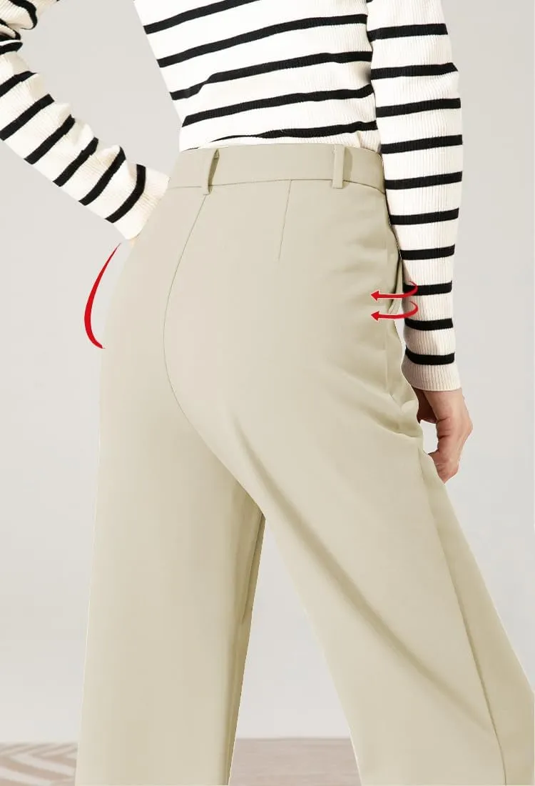 Womens Wide Leg Business Casual Pants High Waisted Straight Leg Pants Work Trousers with Pockets Slacks for Women
