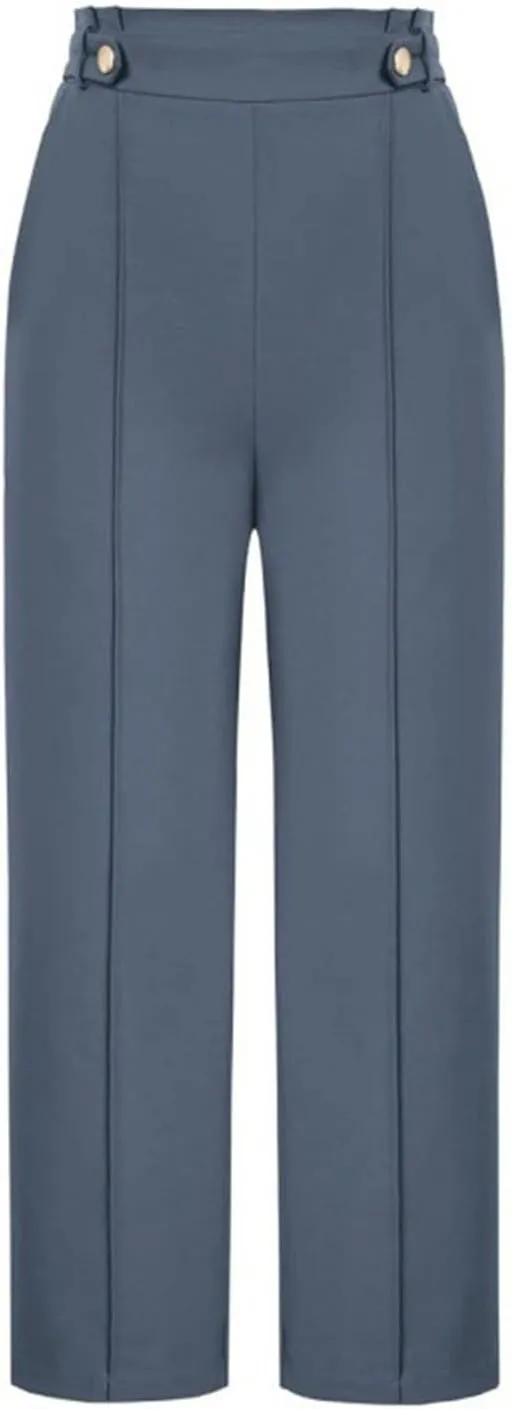 Women's Wide Leg Capri Pants High Waist Dress Business Work Bootcut Stretch Baggy Trouser Trendy Straight Suit Pants