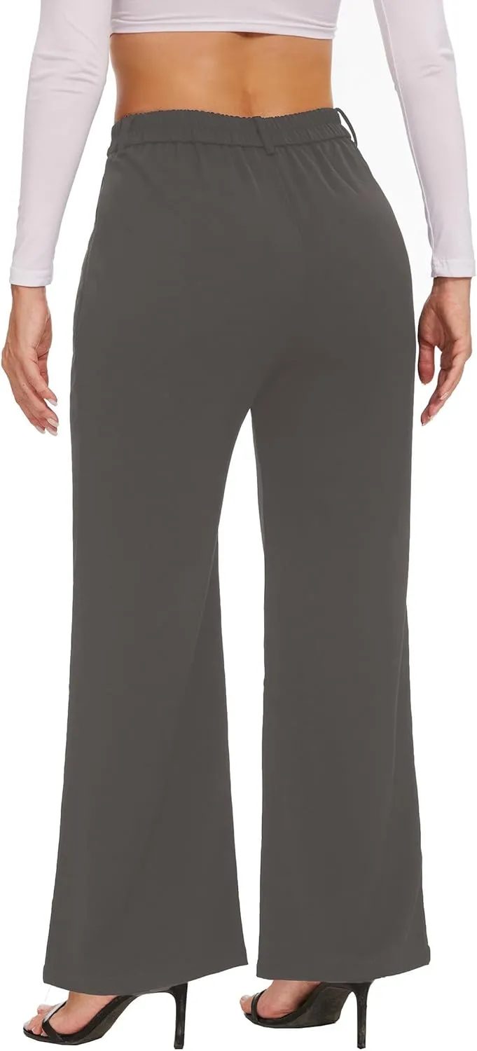 Women's Wide Leg Dress Pants High Waisted Business Casual Work Trousers with Pockets