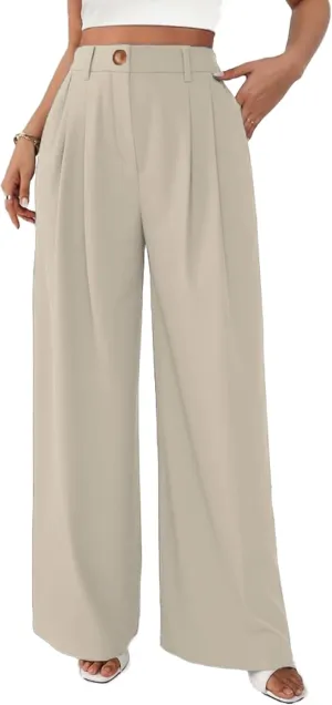Women's Wide Leg Dress Pants High Waisted Business Casual Work Trousers with Pockets