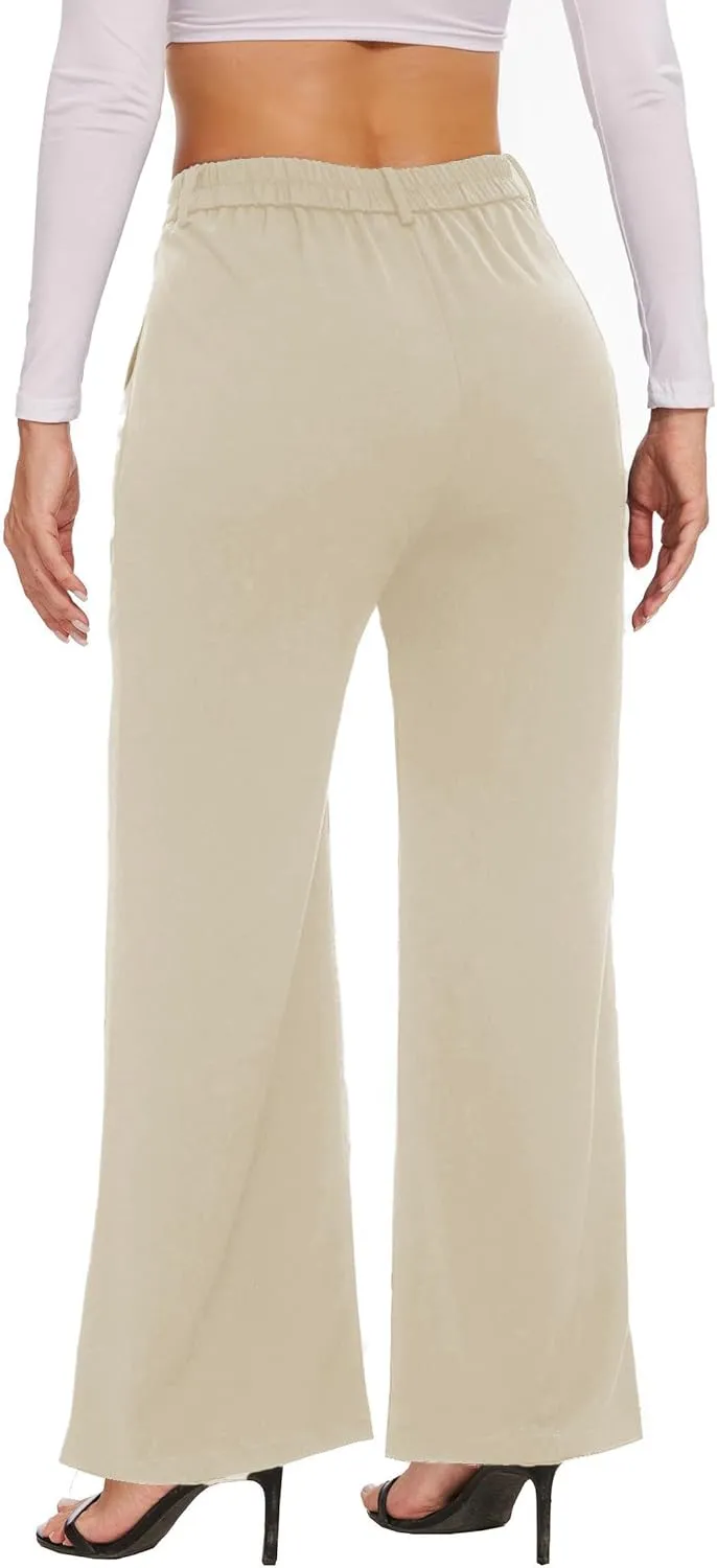 Women's Wide Leg Dress Pants High Waisted Business Casual Work Trousers with Pockets