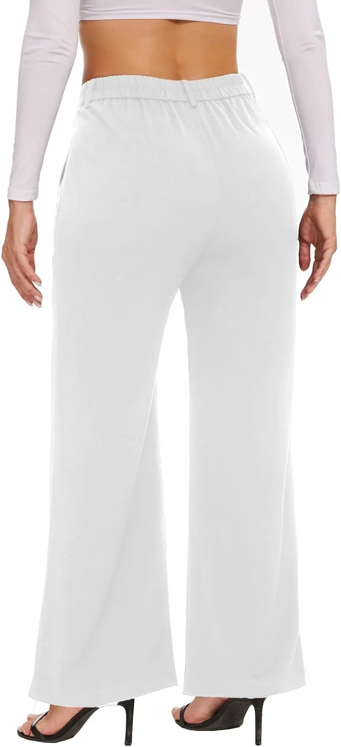 Women's Wide Leg Dress Pants High Waisted Business Casual Work Trousers with Pockets