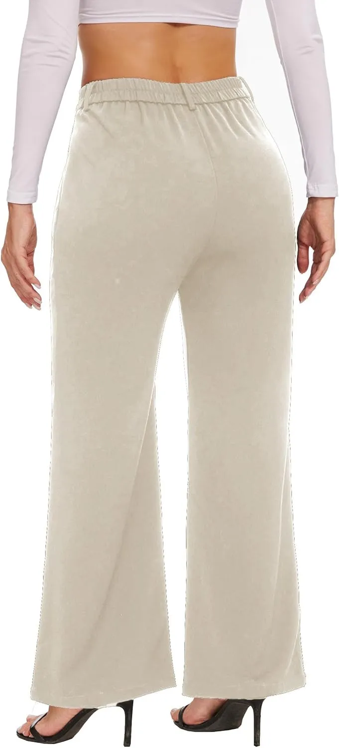 Women's Wide Leg Dress Pants High Waisted Business Casual Work Trousers with Pockets