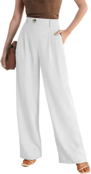 Women's Wide Leg Dress Pants High Waisted Business Casual Work Trousers with Pockets