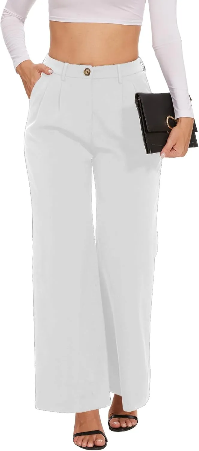 Women's Wide Leg Dress Pants High Waisted Business Casual Work Trousers with Pockets
