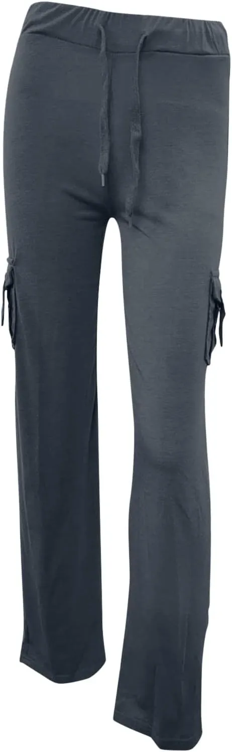 Womens Yoga Pants with Pockets Bootcut Flare Workout Stretchy Cargo Pants High-Waisted Wide Leg Pants Tummy Control